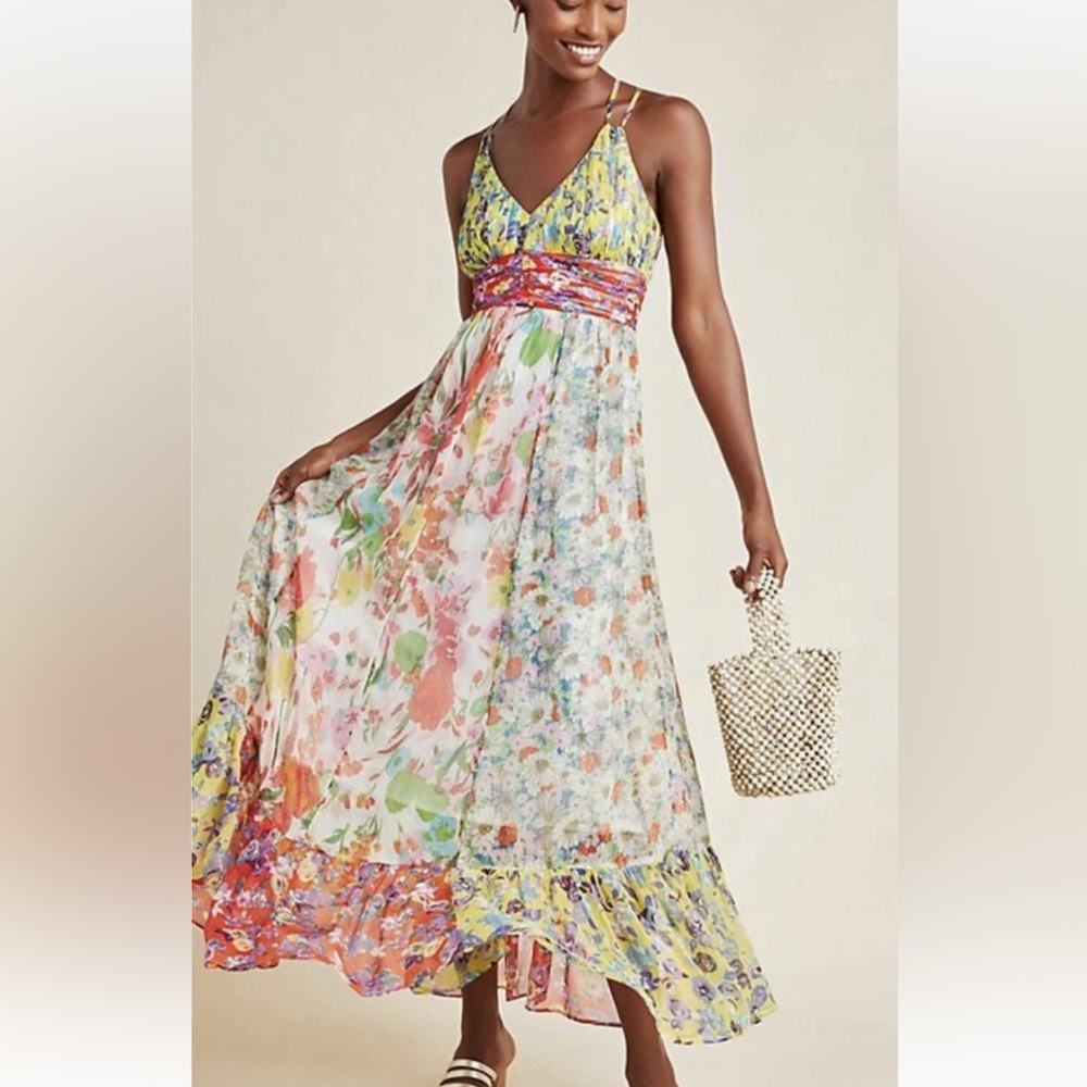Anthropologie Malibu Floral Maxi Dress Size 0 retails $220